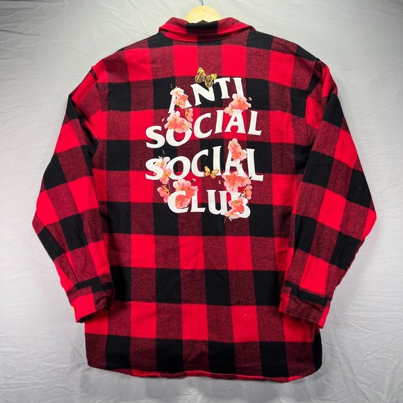 Anti Social Social Club Red and Black Plaid Shirt - Picture 2 of 9